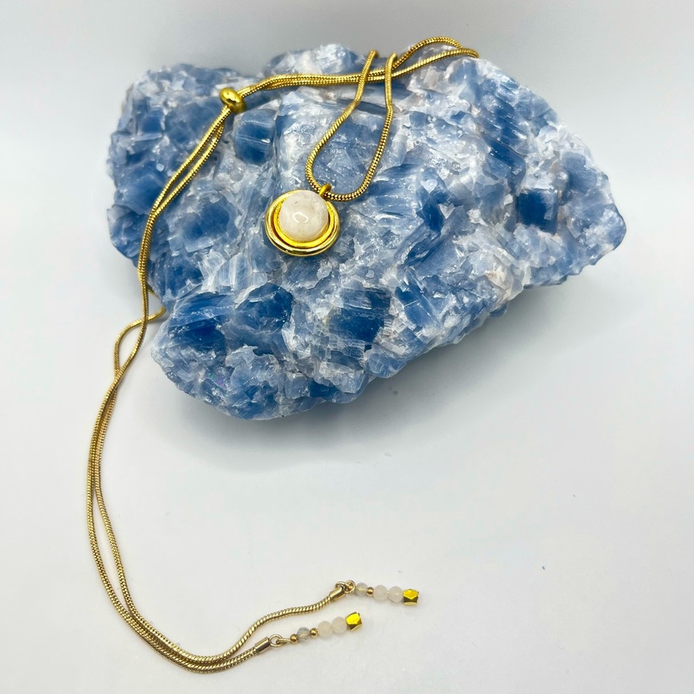 Gold moonstone slider chain necklace